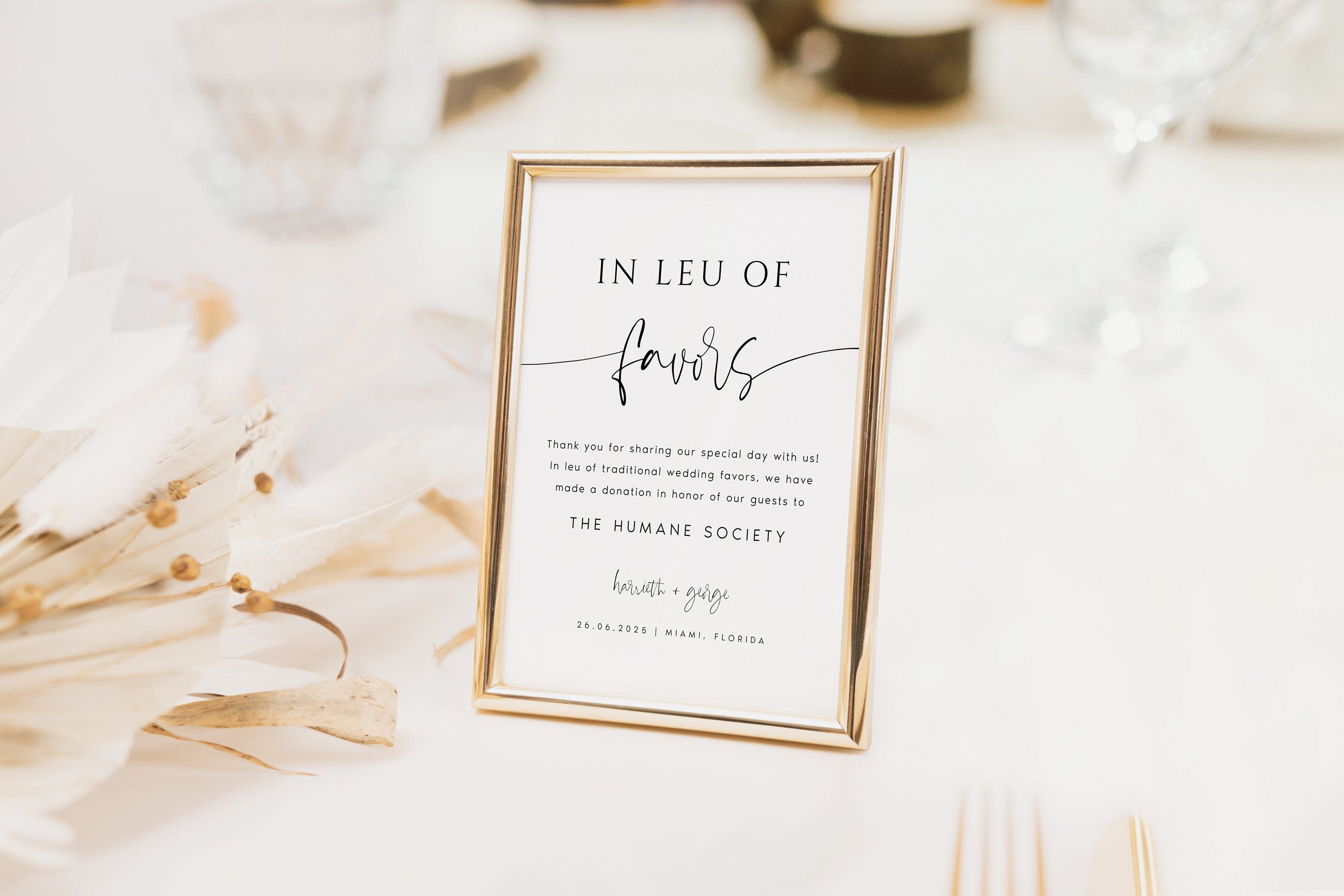 In Lieu Of Favors Sign Template Modern Wedding Donation Sign Etsy