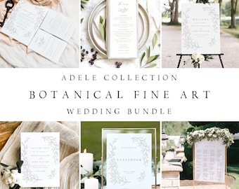Wildflower Wedding Invitation Set, Botanical Stationery (Digital Download) ADELE