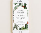 Winter Baby Shower Evite Template, Greenery Invitation (Digital Download) ELLA