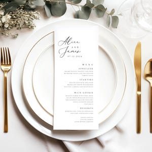 Modern Wedding Menu Template, Minimalist Printable Wedding Menu, Wedding Dinner Menu, Digital Download Editable Menu Template