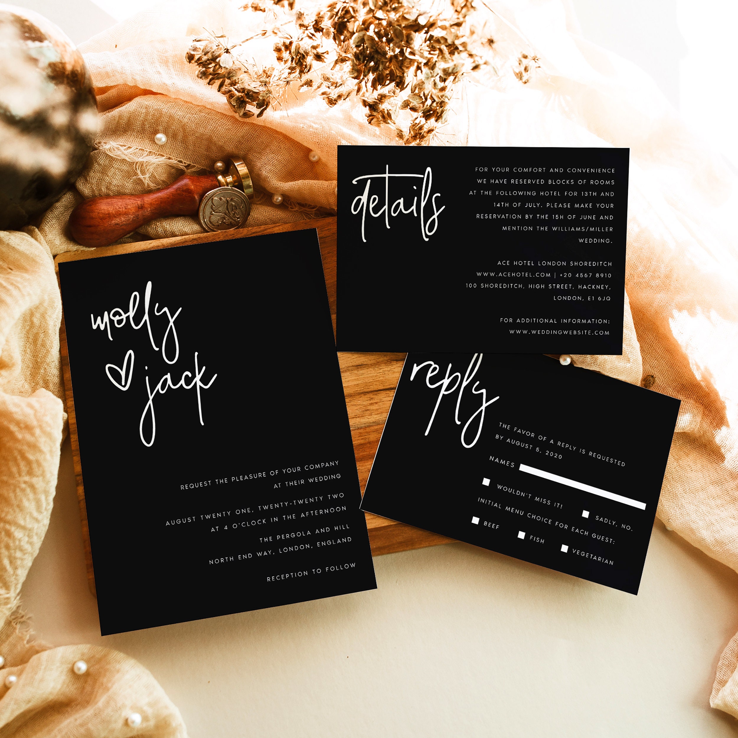 Black Wedding Invite Etsy UK