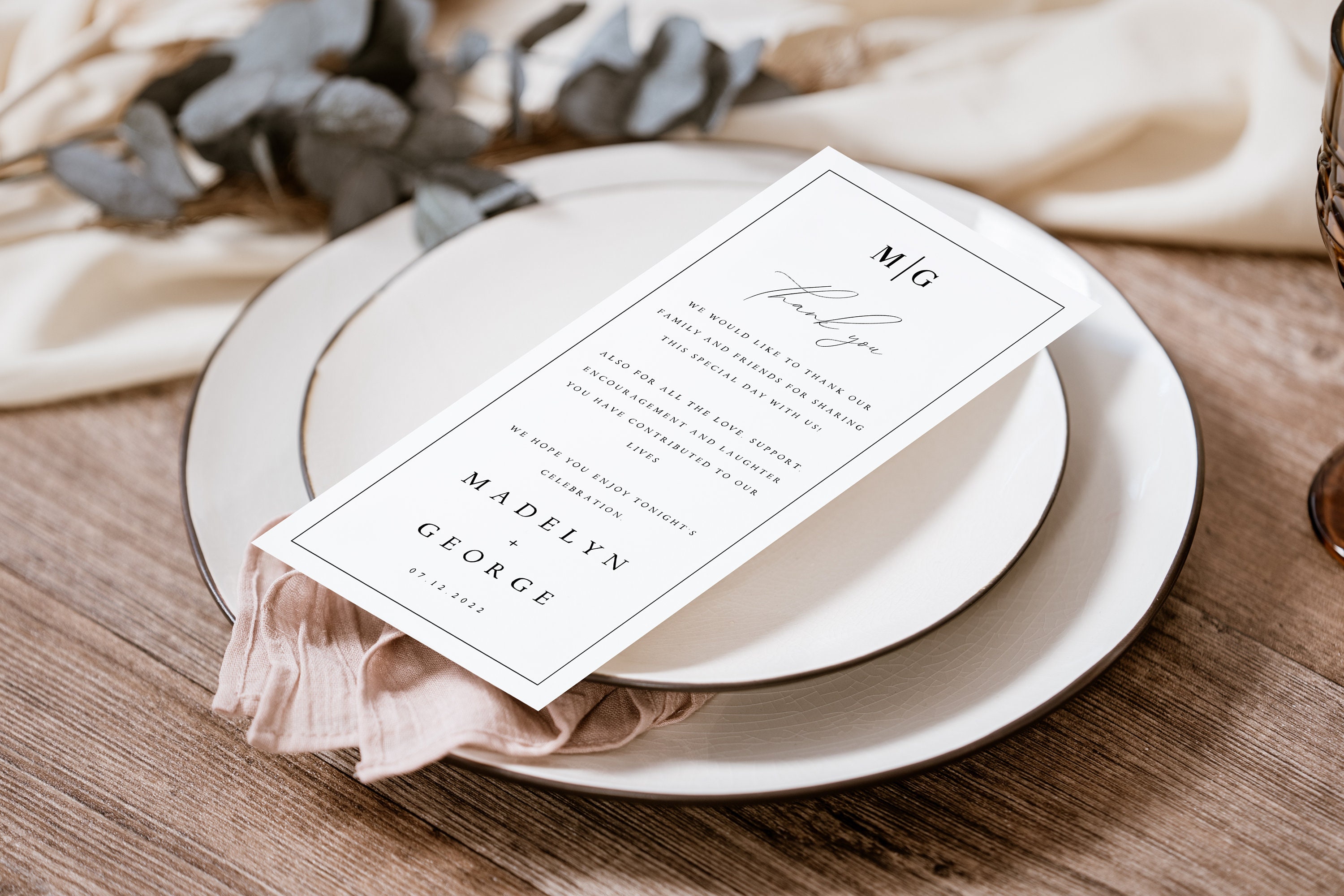 Minimalist Wedding Thank You Card Template (digital Download) MDLN - Etsy
