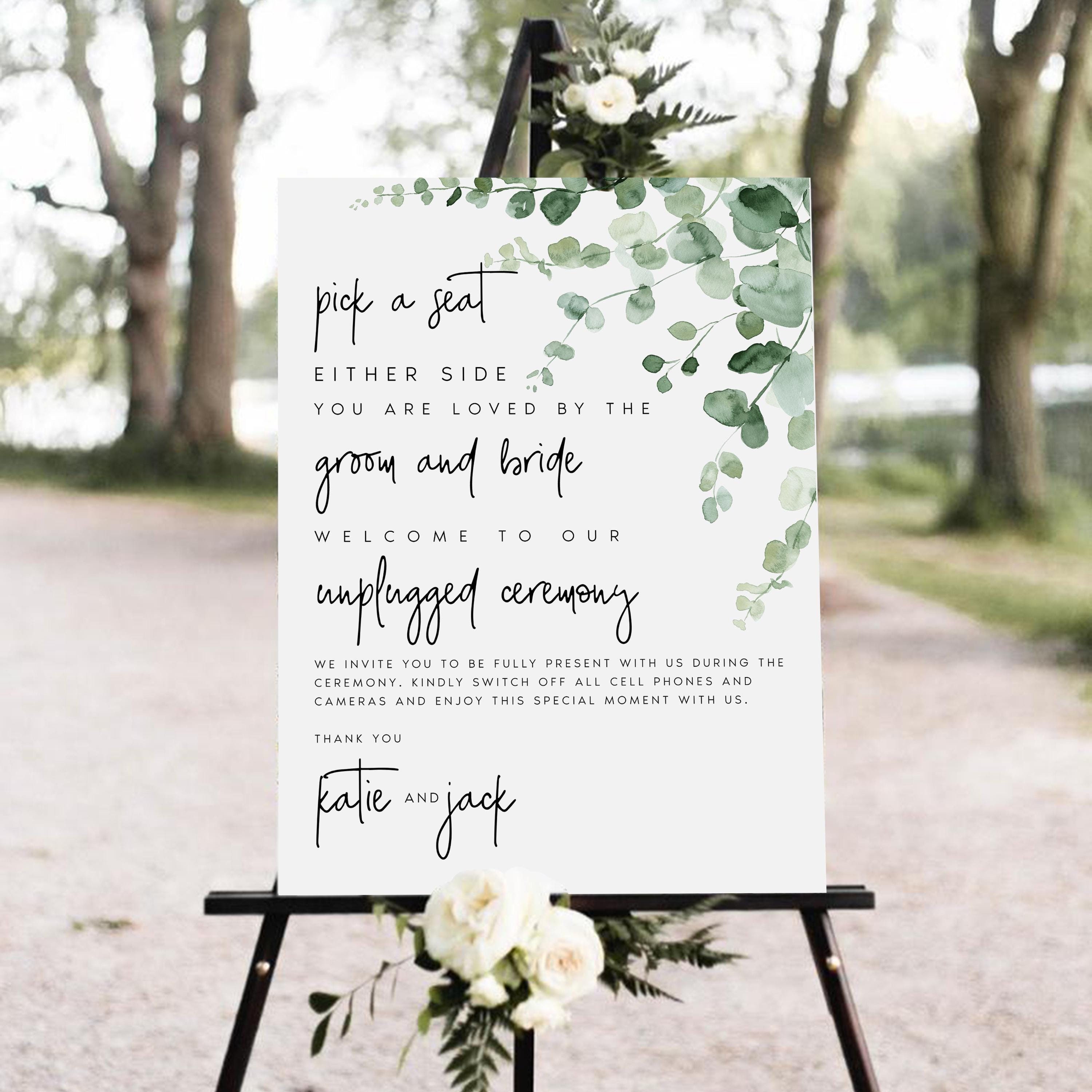 Rustikales Hochzeitsschilder-Set Für Zeremonie & Empfang – 9-teilige Deko Mit „Pick A Seat…“, „Unplugged“ & „Sweet Love“