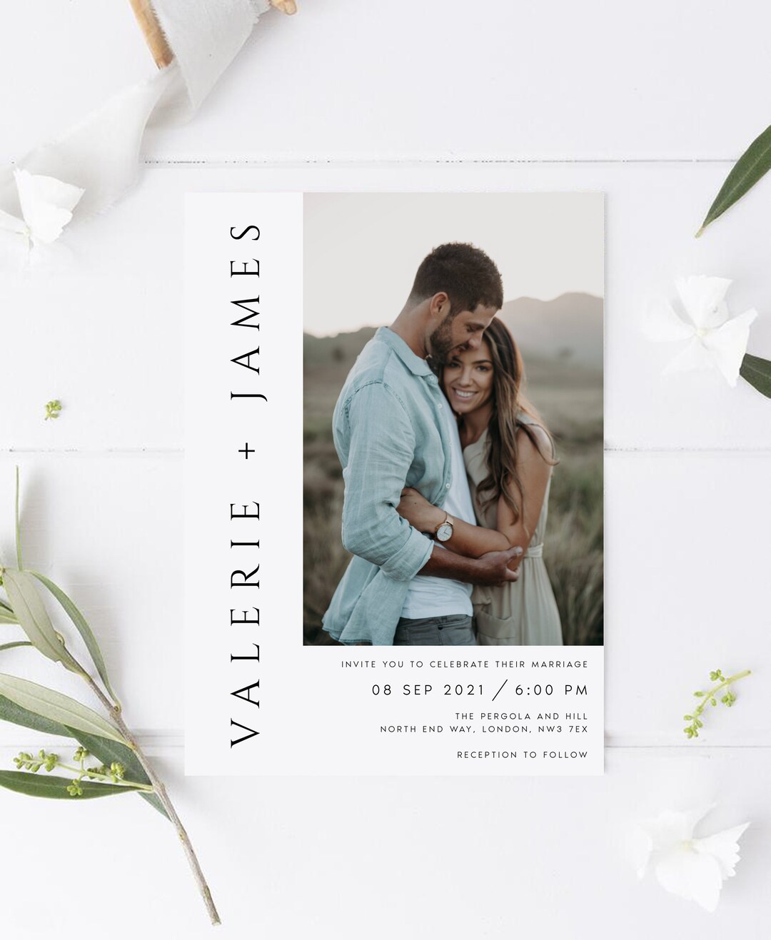 Photo Wedding Invitation Template, Minimalist Design (digital Download ...