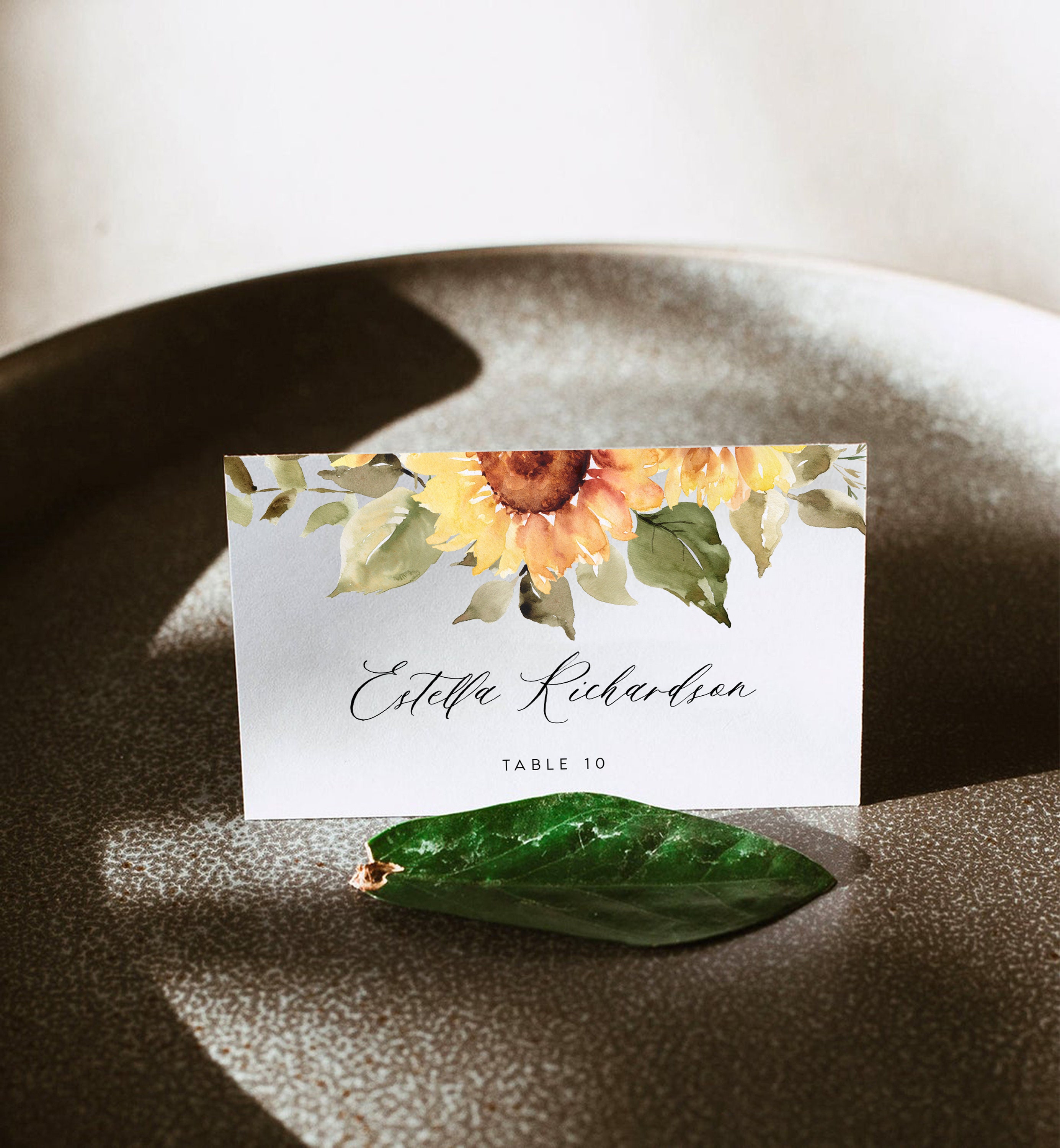 Sunflower Place Card Template Printable Wedding Escort Card Etsy