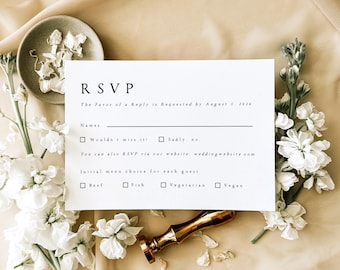 QR Code RSVP Card Template, Wedding Response, Online Reply Card, 100% Editable Template, Minimalist, Digital Download, Templett, #CATE