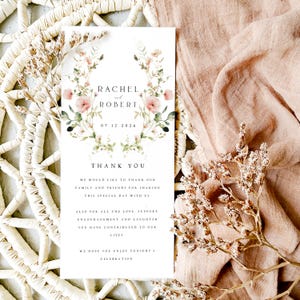 Plantilla de tarjeta de agradecimiento con flores silvestres, tarjeta de agradecimiento floral imprimible, tarjetas de agradecimiento con flores de primavera, agradecimiento para bodas al aire libre en el jardín, #RCHL