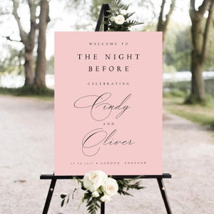 BLUSH Rehearsal Dinner Welcome Sign Template, The Night Before Welcome Sign, Wedding Sign Printable Welcome Sign, Rehearsal Dinner Sign #CND