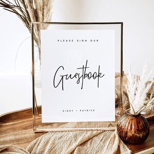 Guestbook Wedding Sign Template, Modern Guest Book Wedding Signage, Instant Download, Printable Minimalist Sign, Editable Template, #SNDY