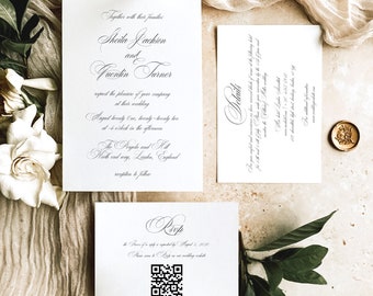 Wedding Invitation Template Set, Classic, Elegant Calligraphy Wedding Invitation Suite, Printable, Editable, Templett INSTANT Download, #SHL