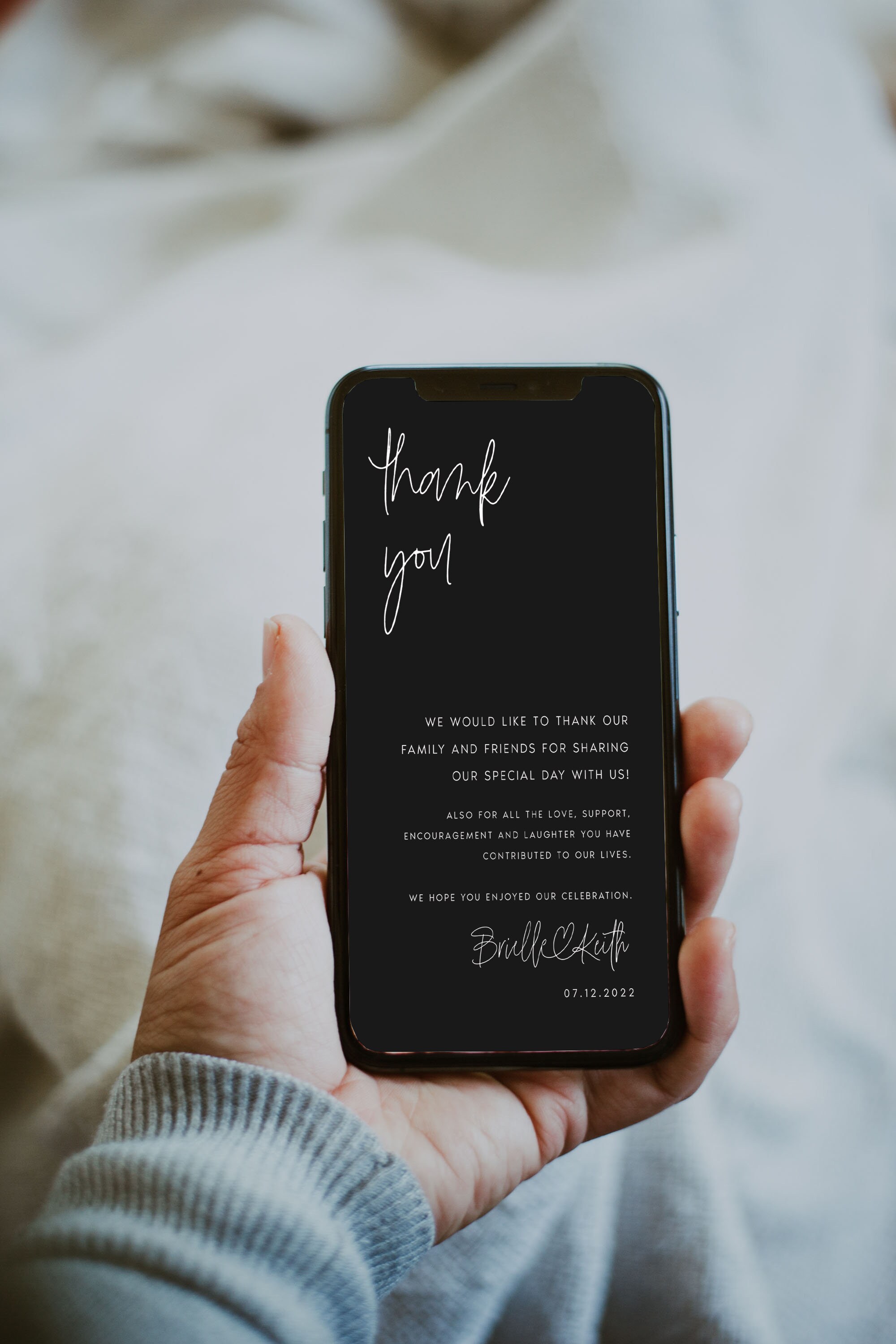 Electronic Thank You Note Template Digital Wedding Thank You Etsy