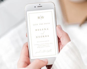 Plantilla electrónica para guardar la fecha de boda con efecto dorado (descarga digital) HLNA