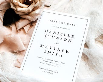 Tarjetas minimalistas para anunciar la fecha de la boda, elegantes invitaciones impresas para anunciar la fecha de la boda con sobres GRATIS, tarjeta de papelería para bodas - DNLL