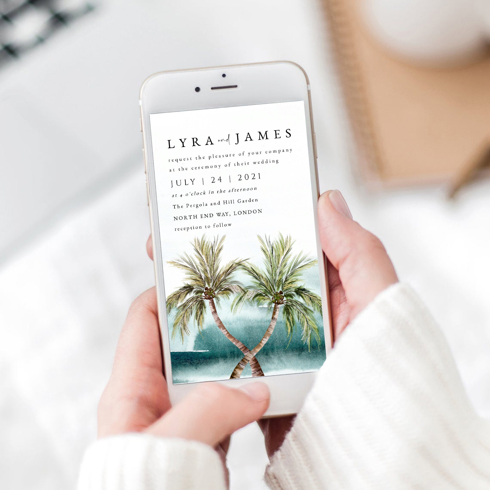 Tropical Beach Wedding Invitation