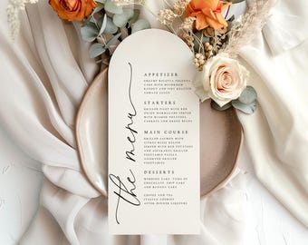 Printed Arch Wedding Menu, Modern Minimalist Design - ANTN