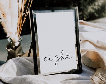 Minimalist Wedding Table Number Template, Modern Calligraphy (Digital Download) BONNIE