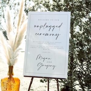 Minimalistische Unplugged ceremonie bruiloft teken sjabloon, modern Unplugged ceremonie teken, elegante bruiloft teken, bewerkbare instant download, #MGN
