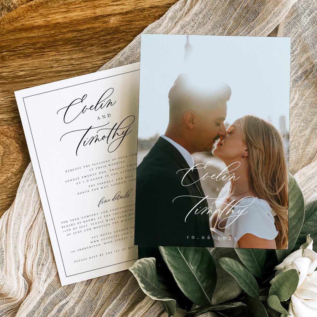 Photo Wedding Invitation Template, Traditional Wedding Invitation ...
