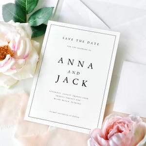 DRUCK + VERSAND Save the Date Karten, minimalistische moderne Hochzeit Save the Dates, Speichern Sie unser Datum Karte mit kostenlosen Umschlägen, #NNA
