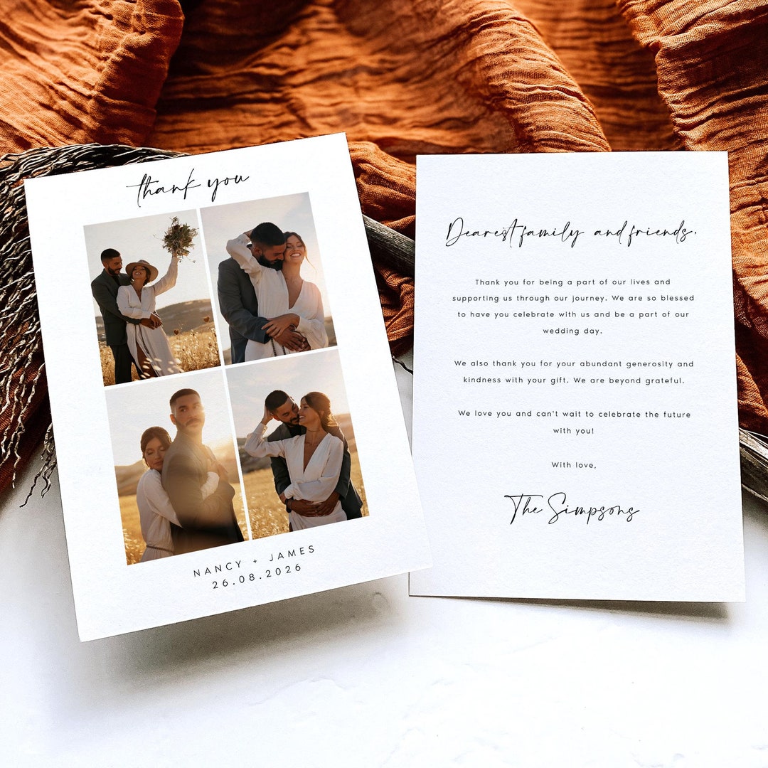 Modern Photo Wedding Thank You Card Digital Download Template ...