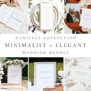 Elegant Wedding Bundle, Minimalist Wedding Invitation Set, Elegant Editable Templates Wedding Stationery, Instant Download, Templett, #DNLL