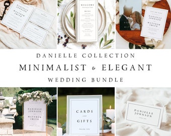 Minimalist Wedding Invitation Suite Bundle Template, Editable Elegant Wedding Invite Set, Instant Download, Templett, DNLL