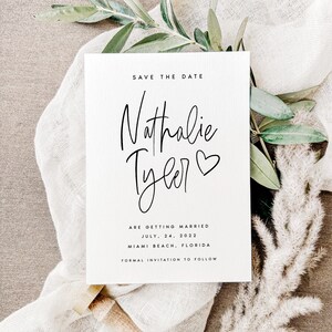 DRUCK + VERSAND Save the Date Karten, minimalistische moderne Hochzeit Save the Dates, Speichern Sie unser Datum Karte mit kostenlosen Umschlägen, #NTHL