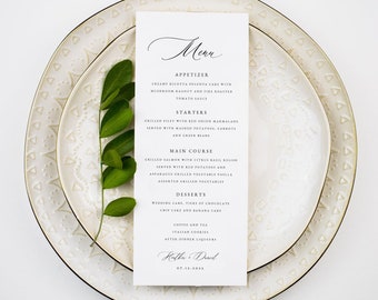 Calligraphy Wedding Menu Template, Minimalist Wedding Dinner Menu, Printable, Digital Download, Reception Dinner Menu, Editable, DIY, #HEATH