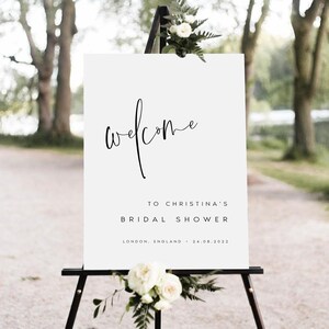 Modern Bridal Shower Welcome Sign PRINTABLE, Minimalist Welcome Sign Template, Landscape Bridal Shower Sign, Instant Download, #CRSTN