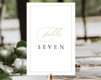 Wedding Table Number Template, Monogram & Gold, Minimal Wedding Table Numbers, Printable Table Numbers, Elegant Wedding Template, #CNDC