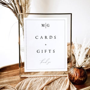 Wedding Cards and Gifts Sign Template, Minimalist Modern Wedding Decor Poster, Wedding Stationery Editable Printable Instant Download, MDLN