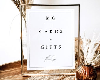 Modern Cards and Gifts Sign, Cards and Gifts Sign Printable, 5x7 and 8x10, Wedding Template, Wedding Sign, Edit with TEMPLETT, #MDLN