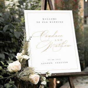 Editable Wedding Welcome Sign, Welcome to our Wedding Sign, Gold Minimalist Wedding Signs, Printable Template, Instant Download, #CNDC