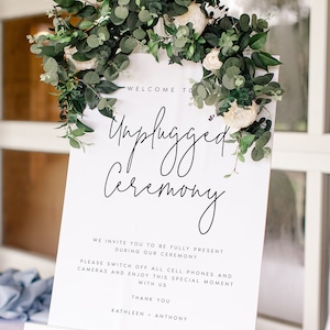 Printable Unplugged Ceremony Sign, Wedding Welcome Sign Template, Large Wedding Sign, Wedding Ceremony Sign, Instant Download, DIY, #KTLN