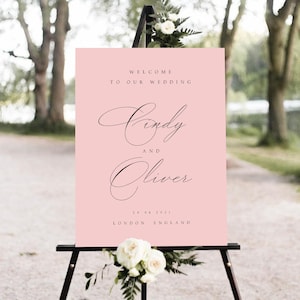 Blush Wedding Welcome Sign Template, Minimalist Wedding Welcome Sign, Welcome Wedding Sign, Pink Wedding Signs, Large Wedding Sign, #CND