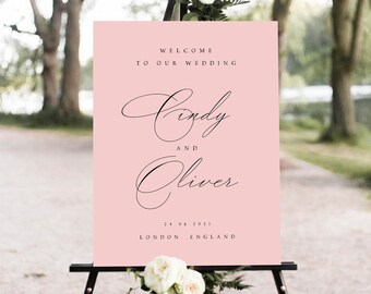 Blush rosa Hochzeit Willkommensschild Vorlage (digitaler Download) CND