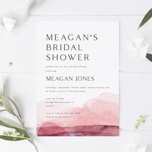 Abstract Bridal Shower Invitation Template, Pink, Minimalist Invite, DIY, Editable Invitation Template, Downloadable, Wedding Shower, MGN image 3