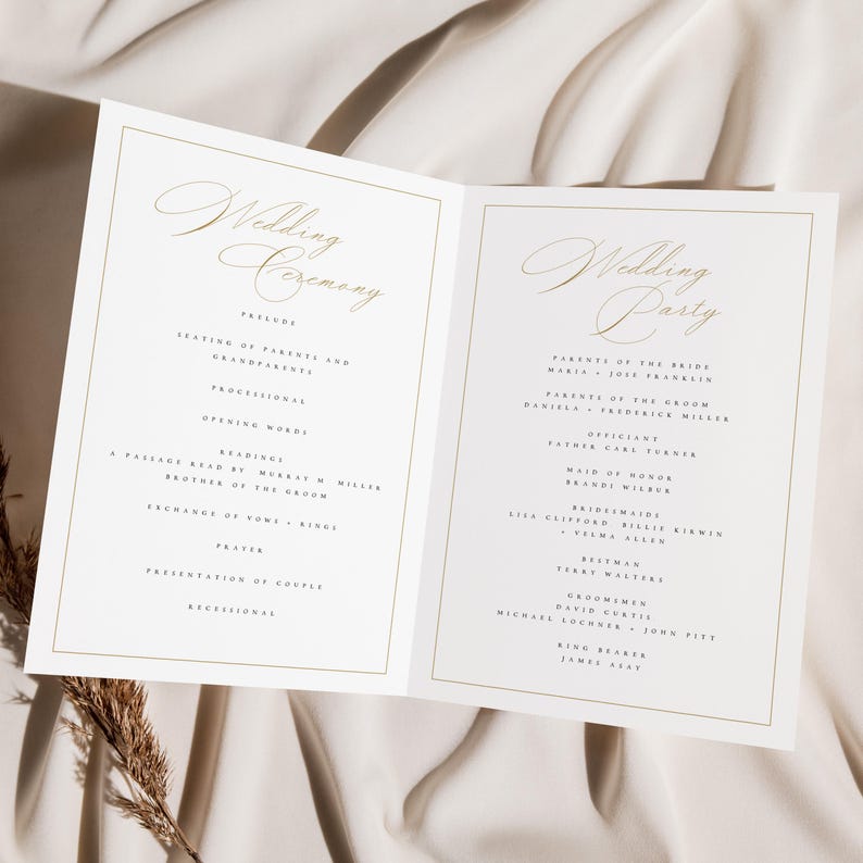 Parent Seating Rings Printable Program Template, Folded, Wedding Ceremony, Templett, Instant ...