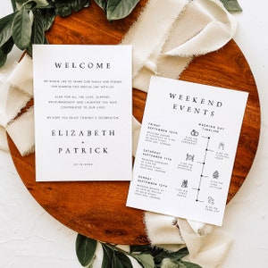 Minimalist Welcome Letter, Wedding Timeline Template, Modern Wedding Order of Events, Printable Wedding Itinerary, INSTANT DOWNLOAD, #LZBTH