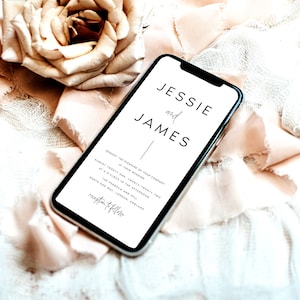 Moderne elektronische bruiloft uitnodiging, minimalistische online uitnodigingen, bruiloft evite, digitaal, sms, bewerkbare direct download, #JSSIE