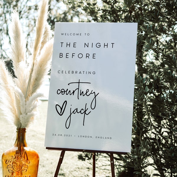 Rehearsal Dinner Welcome Sign, The Night Before Welcome Sign, Modern Wedding Sign Printable Welcome Sign, DIY, Rehearsal Dinner Sign, #CRTNY