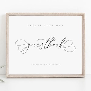 Please Sign Our Guestbook Template, Wedding Guest Book Sign, Classic & Elegant Guestbook Sign, Traditional Wedding Gift Sign, #ANTN