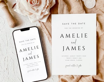 Editable Wedding Save the Date Template Download, Wedding Save the Dates, Save our Date, Instant Download Wedding Save the Date, #AMELIE
