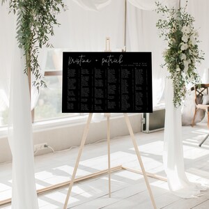 Black Seating Chart Template, Modern Editable Instant Download Seating Plan, Templett, Digital Download, Wedding Seating Chart, KRST image 4