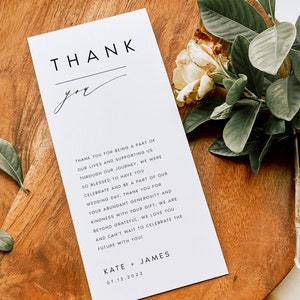 Plantilla de tarjeta de agradecimiento minimalista, tarjeta de agradecimiento moderna y plana, gracias con guión, totalmente editable, bricolaje, descarga instantánea, Templett, #KATE