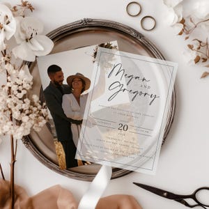 Vellum Wedding Invitation With Picture, Black Ink, Translucent Invite, Boho, Modern Minimalist, Template, Editable, Instant Download, #MGN