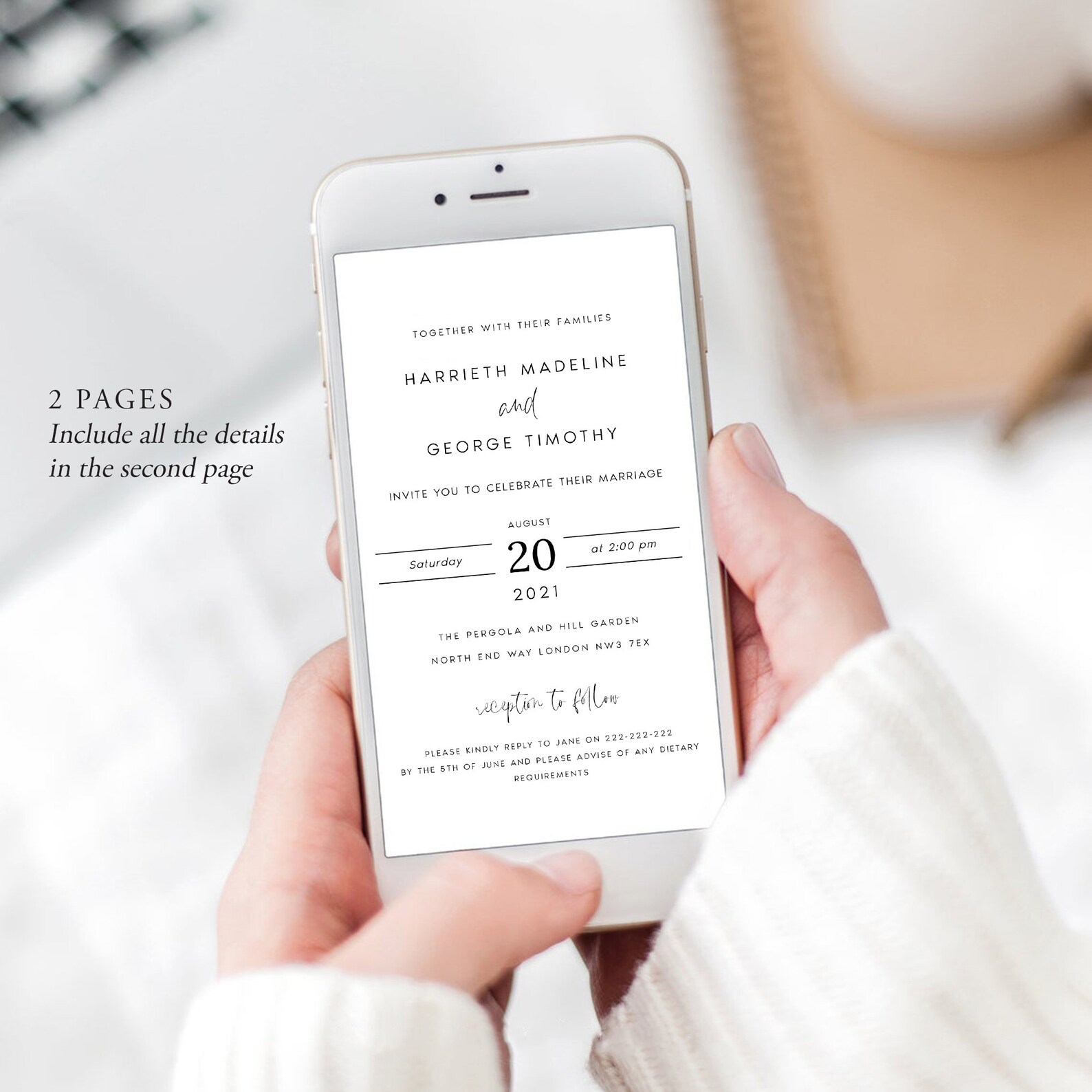 Wedding Electronic Invitation Minimalist Online Photo Etsy