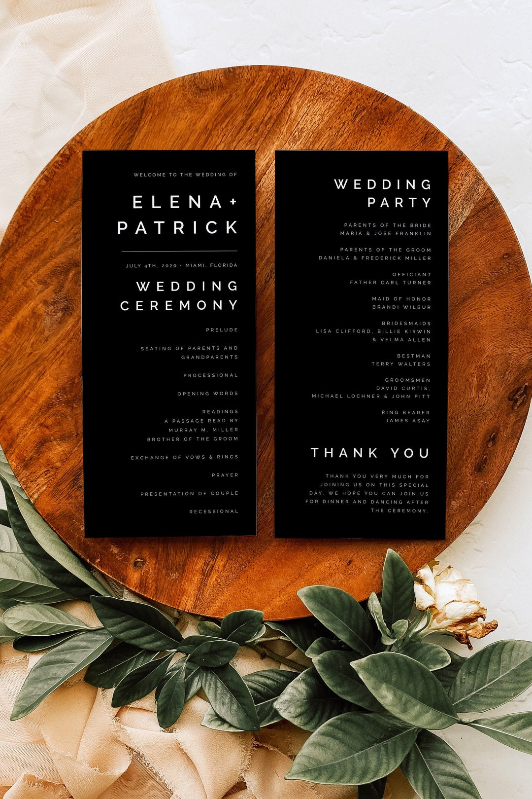 Modern Wedding Program Template, Minimalist Order of Service, Printable ...