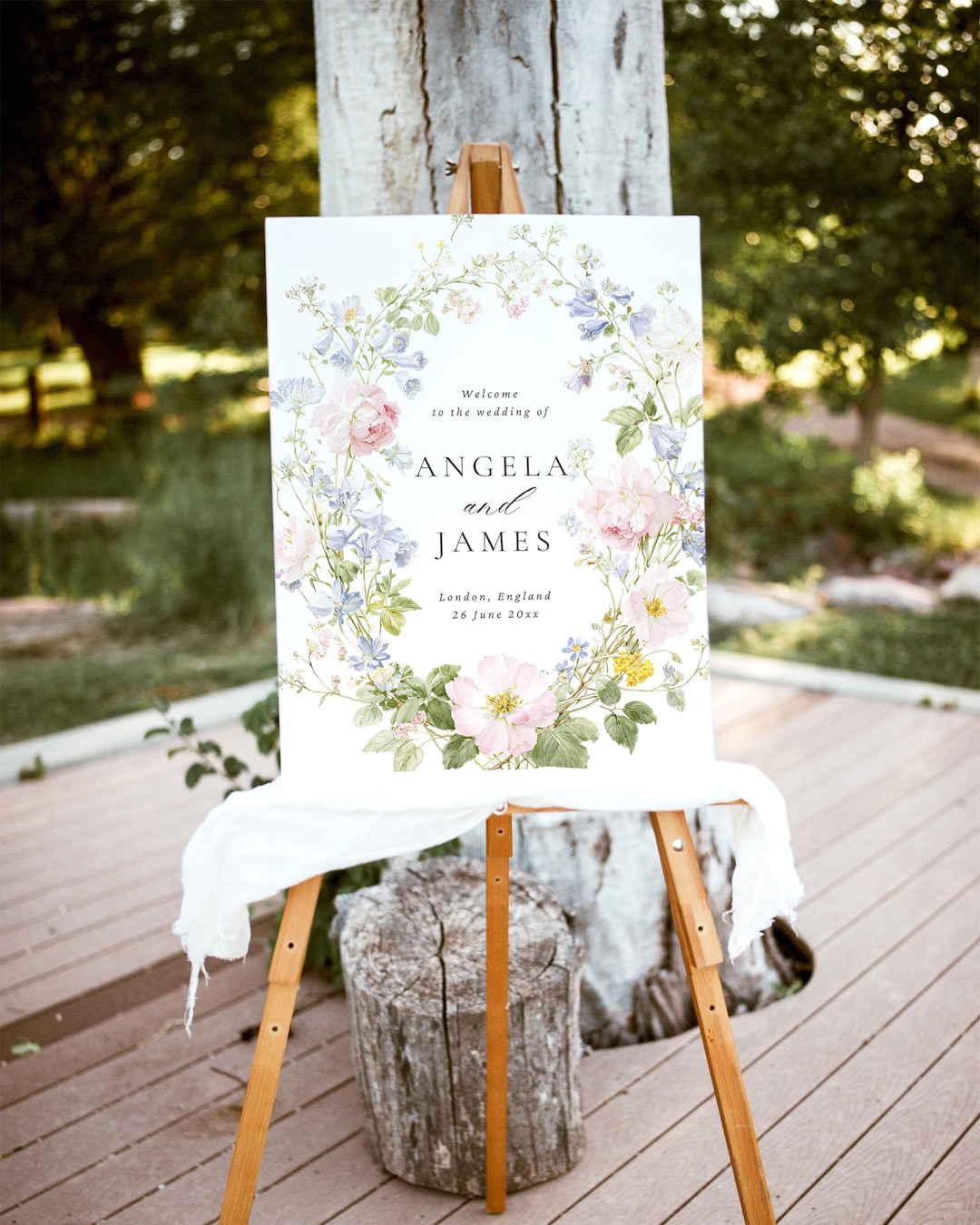 Floral Wedding Welcome Sign Template: Editable Canva Poster (digital ...