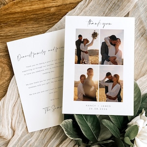 Tarjeta de agradecimiento de boda con foto impresa, tarjeta de agradecimiento de boda minimalista, tarjeta de agradecimiento de boda bohemia, tarjetas de agradecimiento modernas imprimibles, #NNC